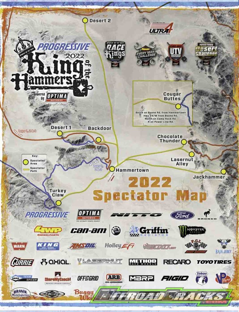 KING OF THE HAMMERS 2022: Pre-Show, spectator map/Zuschauerpunkte 